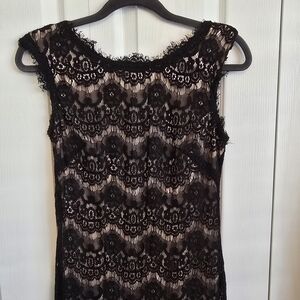 Betsy & Adam Black Lace Mini Dress